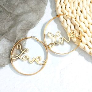 Gold Hoop Love Earrings